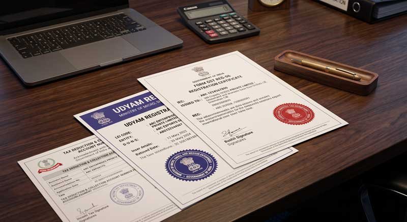 Successful GST and MSME Udyam registration certificates for a local manufacturing business