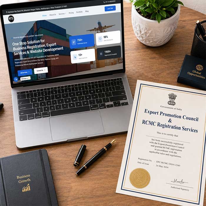Indian exporter checking global trade documentation
