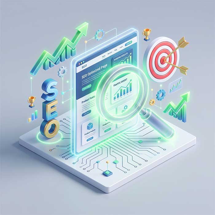 Digital marketing funnel showing organic search traffic turning into business leads