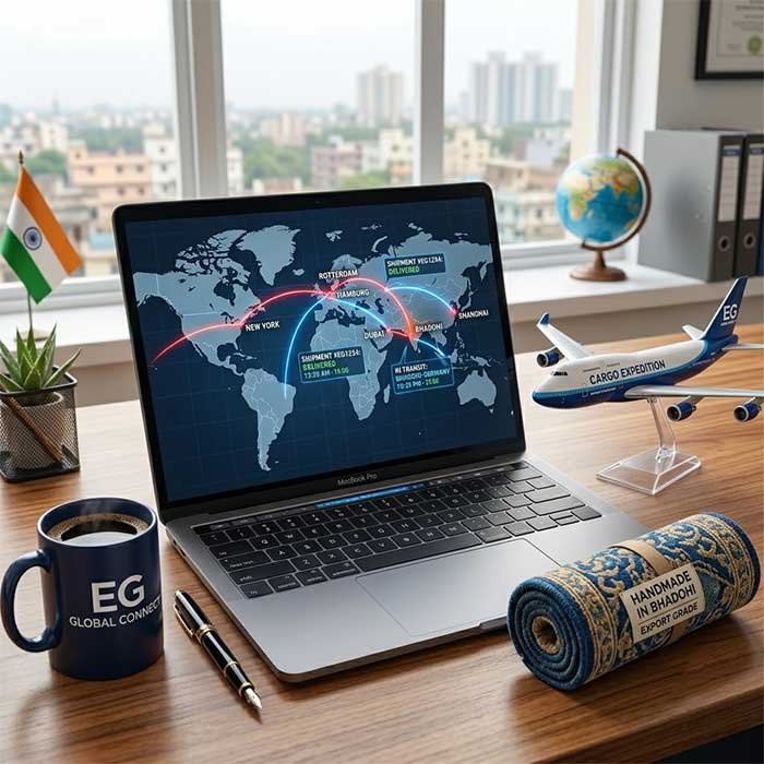 International shipping and courier logistics for carpet exports from India