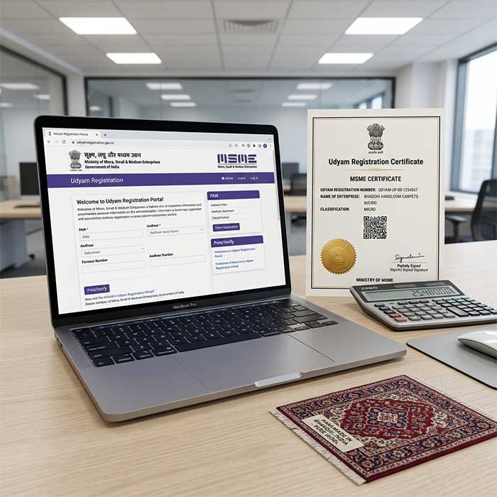 Business owner holding an MSME Udyam Registration certificate for small business benefits in India