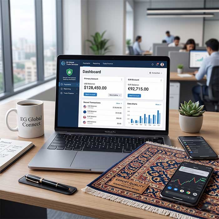 Laptop displaying the Payoneer international payment dashboard for receiving USD and Euro in India